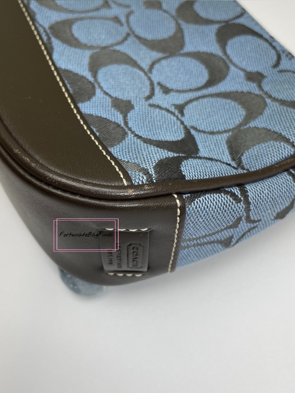Y2K Vintage Coach 6094 Demi Mini Bag Cadet Blue Brown 2000s Coach Purse - Picture 10 of 13